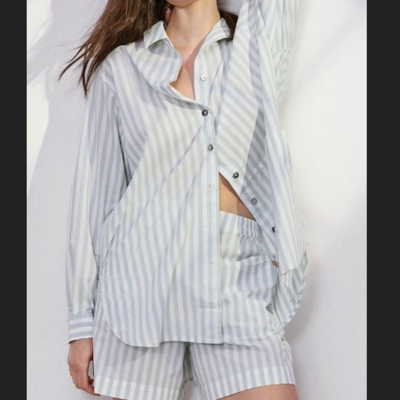 STRIPE Airy Cotton Sleep Shirt NWT - Picture 1 of 7